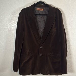 Machine Chocolate Brown Two Button Velvet Blazer Size Large